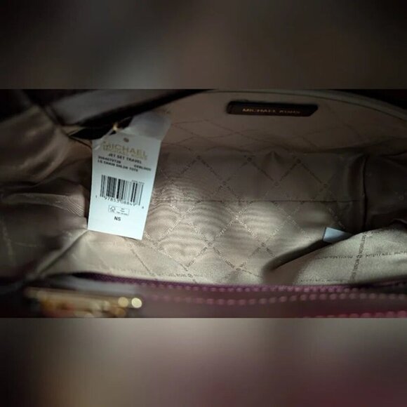 NWT Michael Kors Jet Set Large Signature Logo Shoulder Bag Oxblood Multi - Picture 3 of 8